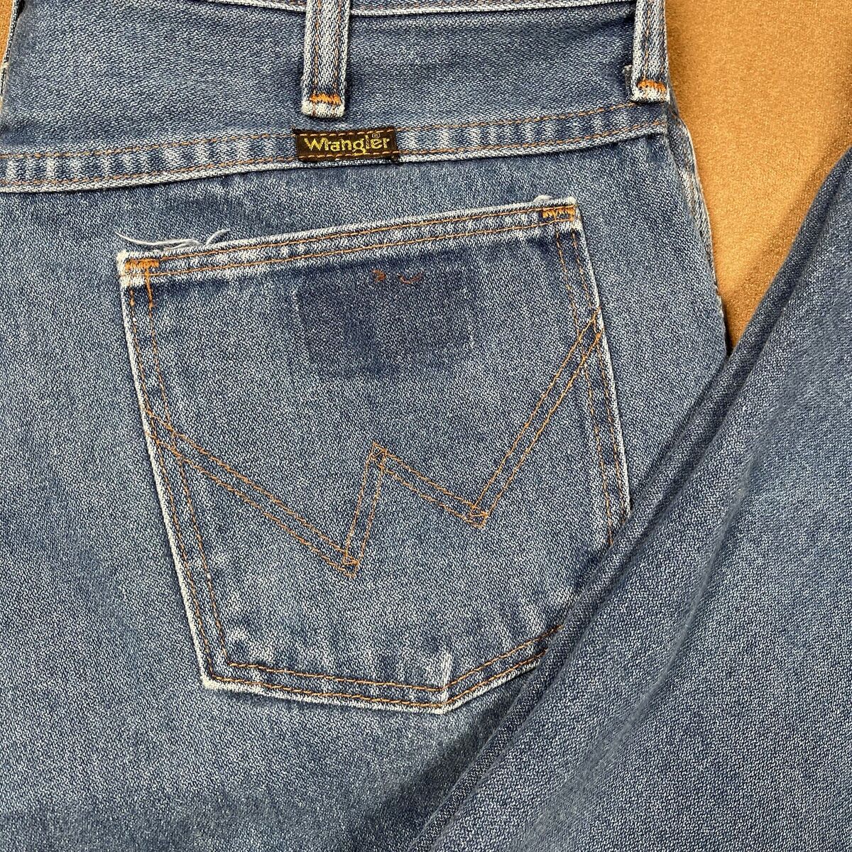 Vintage Wrangler Mens Size 34x27 Medium Wash Denim Made In Vintage Wrangler Mens Size 34x27 Medium Wash Denim Made In