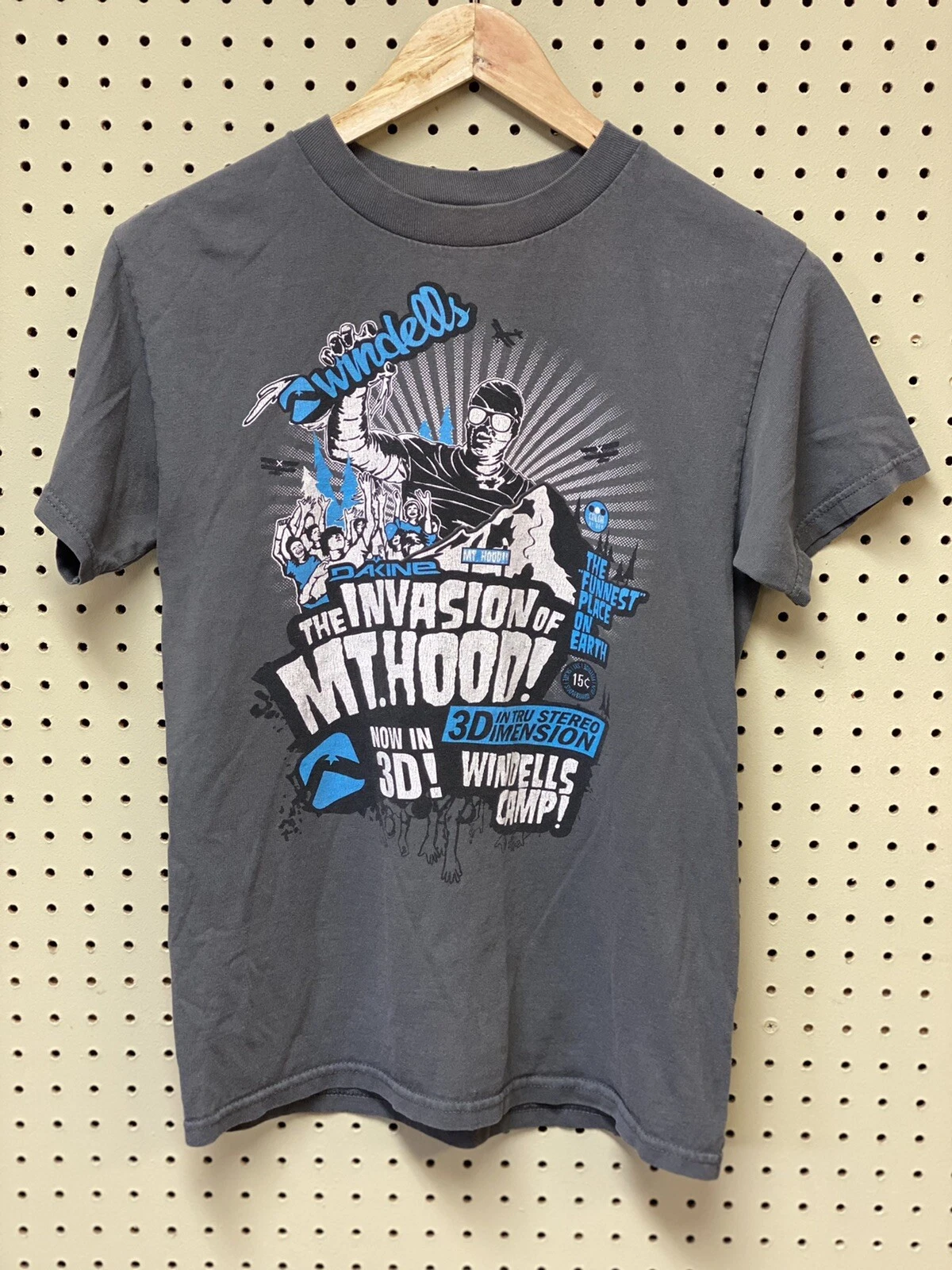 Mens Small Gray Windells Camp Mt Hood Snowboard Skate Short Sleeve T-shirt