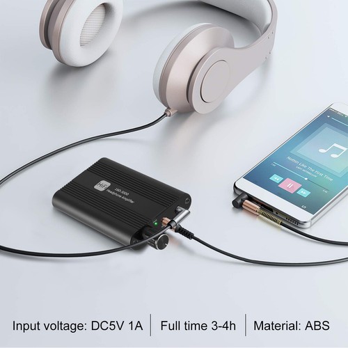 16-300Ω HIFI Headphone Amplifier Portable Earphone AMP 3.5mm w/ Audio USB Cable - Bild 7 von 12