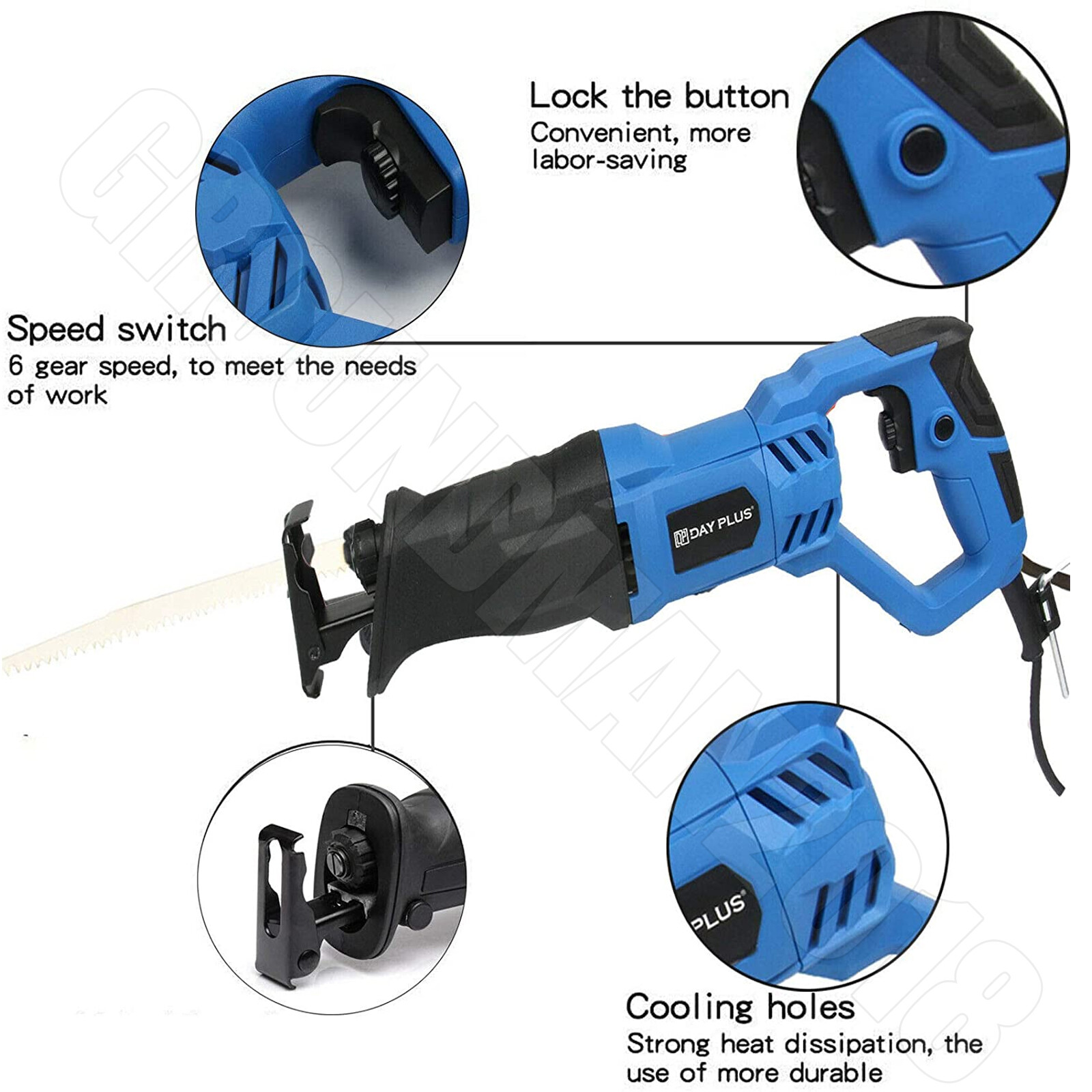 Electric Reciprocating Saw Recip Wood Metal PVC Cutting 4 Blades