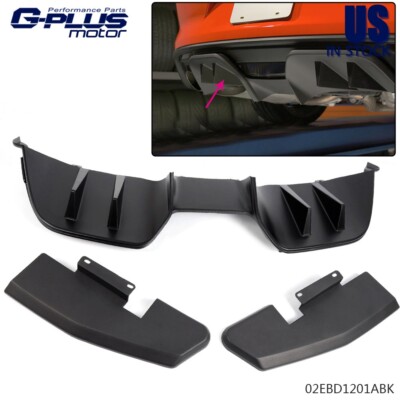 Fit For 2015-2017 Ford Mustang Black Rear Bumper Diffuser w/ Side Valance 3pcs