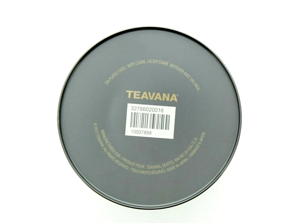 Teavana Airtight Tea Canister Gold Tin 16oz Loose Leaf Storage, Steel Grey New  - Image 3 of 4