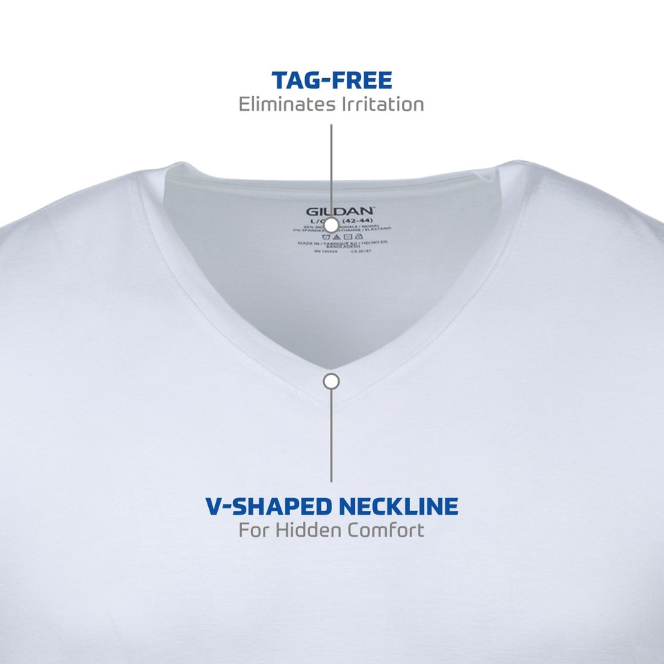 Gildan Men's VNeck TShirts, Multipack, Style G1103, White (6Pack