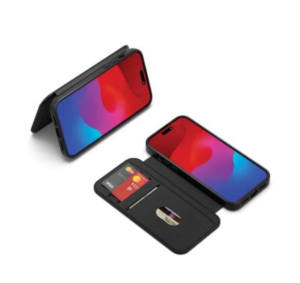 Funda tipo billetera de cuero negra para teléfono Cygnett Magwallet iPhone 15 Pro Max Foto 4 de 4