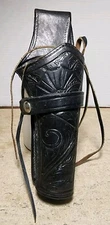 Vintage Handmade Tooled Leather Gun Holste Mexico? Open Bottom RH Western Cowboy