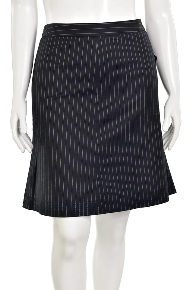 Saia de algodão Armani Collezioni preta listrada linha A tamanho 12 - Imagem 2 de 4