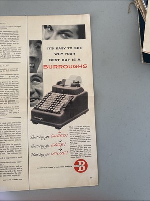 Burroughs Adding Machine Best Buy Speed Ease Value 1953 Vintage Print Ad-C-2.1
