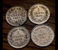 1859-1969 NETHERLANDS 5 CENT SET OF 4 -1859-1862-1863-1869