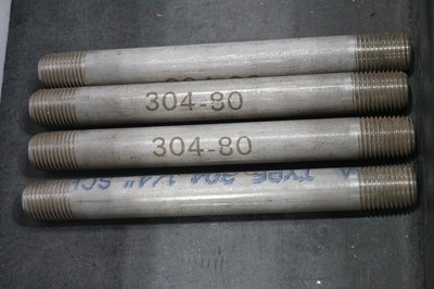 Merit Brass 64140 1/4X5 Welded Nipple, SCH 80 304SS, TBE, Free Shipping, 4pcs