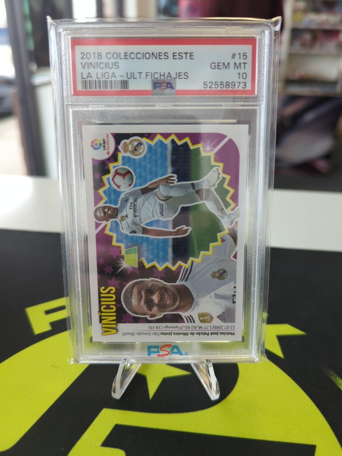 Vinicius Vini Junior 2018 Colecciones Este Liga Stickers PSA 10 GEM MT Rookie RC