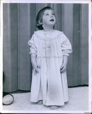 Young Adorable Girl Wearing Soft Pinchecked Peignoir Fashion News Photo 8x10
