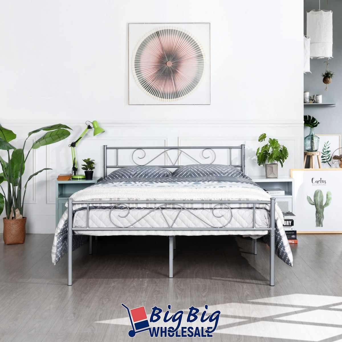 Steel With Headboard/mattress Foundation Silver
