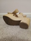 Franco Sarto Beige Woven Platform Block Heel Sandals Buckle Accent — photo 2