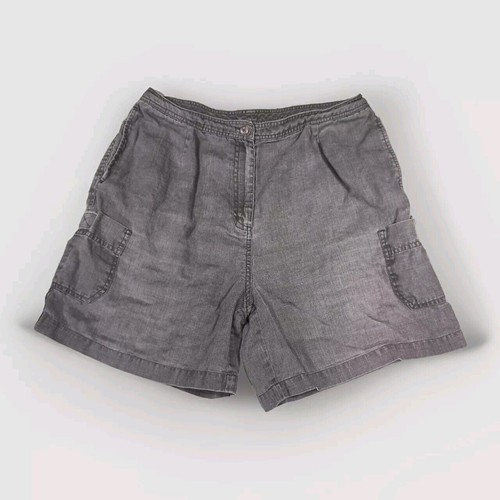 J. Jill Shorts Womens Size 12T Tall Gray 100% Hemp Cargo Coastal Grandma Beach - Picture 1 of 14