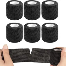6-Rolls Self Adhesive Bandage Wrap, Vet Tape, Medical Tape (2 In x 5 Yds)-Black