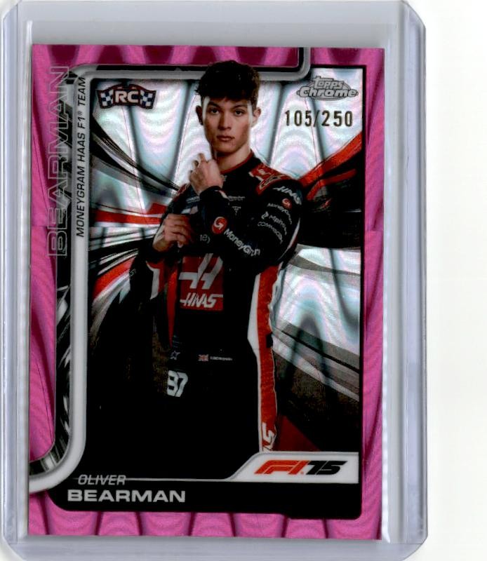 2025 Topps Chrome Formula 1 #14 Oliver Bearman Pink Raywave /250 RC Rookie