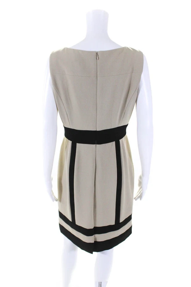 Vestido Tahari Feminino Marrom/Preto Estampado Gola Redonda Sem Mangas Tamanho 6 - Imagem 3 de 4