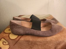 Sole Society Kami Womens sz 9.5 Taupe Suede Elastic Strap Slip On Flats #44
