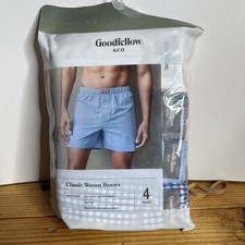 Goodfellow  Co Mens Classic Woven Boxers 4-Pack Size S 28/30 Blues NWT