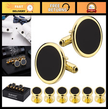 Elegant Mother-of-Pearl Tuxedo Shirt Button Cufflink Set for Weddings Events