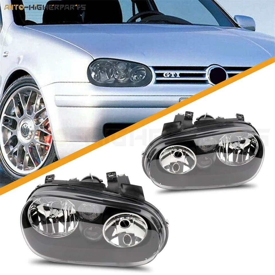 Пара фар в сборе черный корпус для 99-02 Volkswagen Cabrio - Изображение 2 из 4