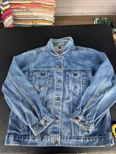 Vintage Women’s Denim Jacket Sz L Button Up Made In USA Embossed Heart