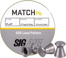 Sig Sauer Air Match Flat Pellets .177 Cal, AIR-AMMO-MATCH-PB-177-500 -500 Count