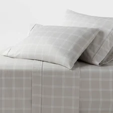 Twin/Twin XL 400 Thread Count Performance Sheet Set Gray Plaid - Threshold