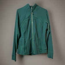RARE LULULEMON Define Jacket Luon Everglade Green Size 12 W4BV7S Gold Zipper