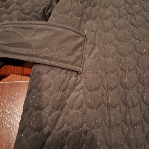 Womens Black Quilted Hearts Full Snap Down BETSEY JOHNSON Winter Coat Size Small - Picture 4 of 24