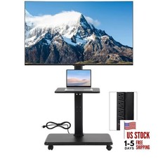 Rolling TV Cart - Mobile TV Stand with Power Outlet,Mobile TV Cart on Wheels