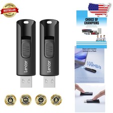High-Speed 128GB USB 3.2 Flash Drives (2-Pack) - 100MB/s, Lightweight Design