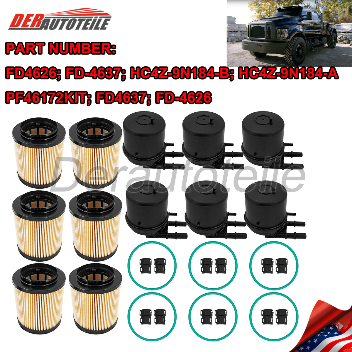 6x PF46172KIT Fuel Filter DIESEL Filter For Ford F650 F750 6.7L