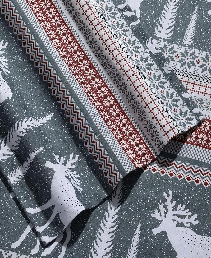 Tribeca Living 4 piezas Juego de edredón 100 % algodón pesado King invierno reno NUEVO Foto 4 de 4