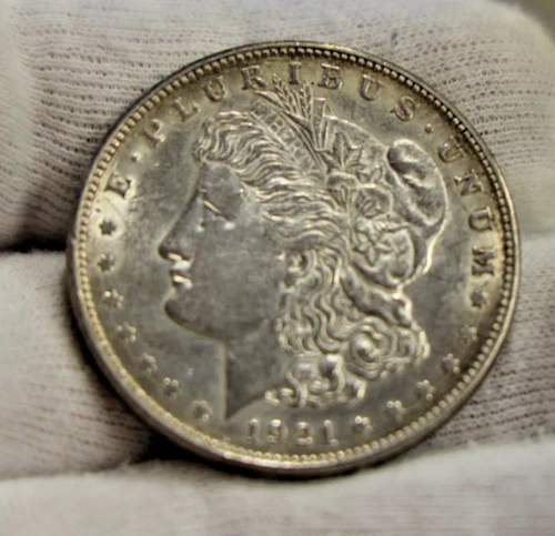 1921 D US Morgan Silver Dollar $1 XF+ (Cleaned).