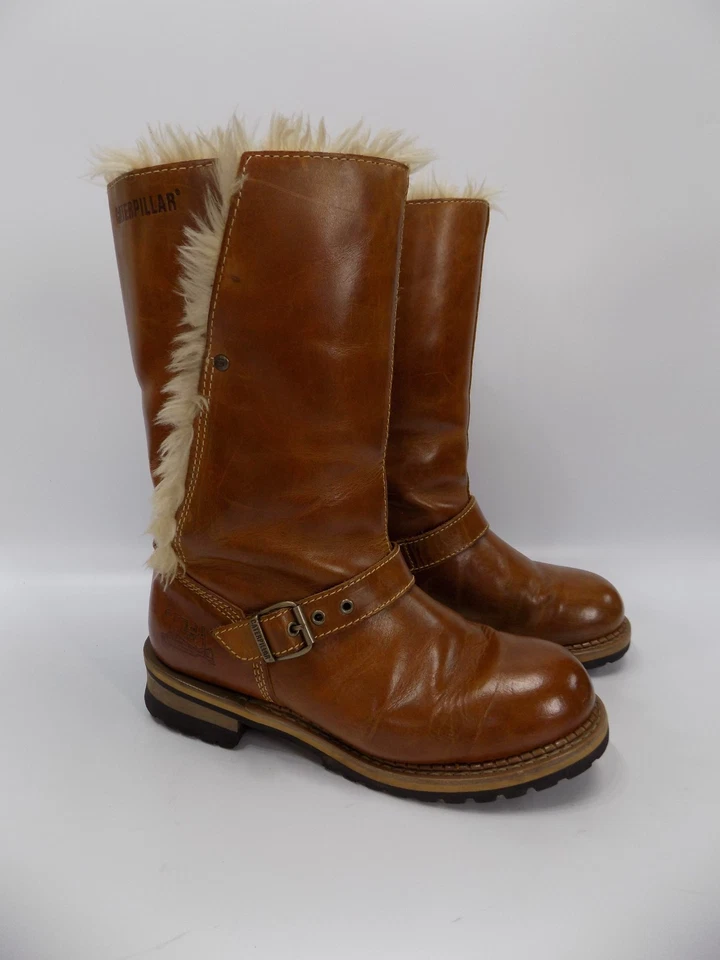 Caterpillar CAT Boots Womens UK 7 Wide Fit Leather Mid Calf Pull On Warm Lined - Image 2 of 4