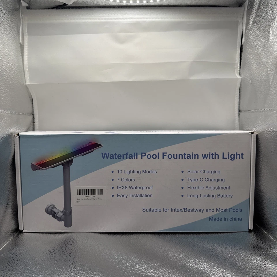 Fonte solar para piscina cachoeira com luzes - 7 cores 10 modos de luz - Nova! - Imagem 3 de 4