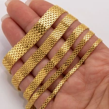 Diamond-Cut Bismark Chain Bracelet 14K Yellow Gold Clad Silver 925 All Sizes