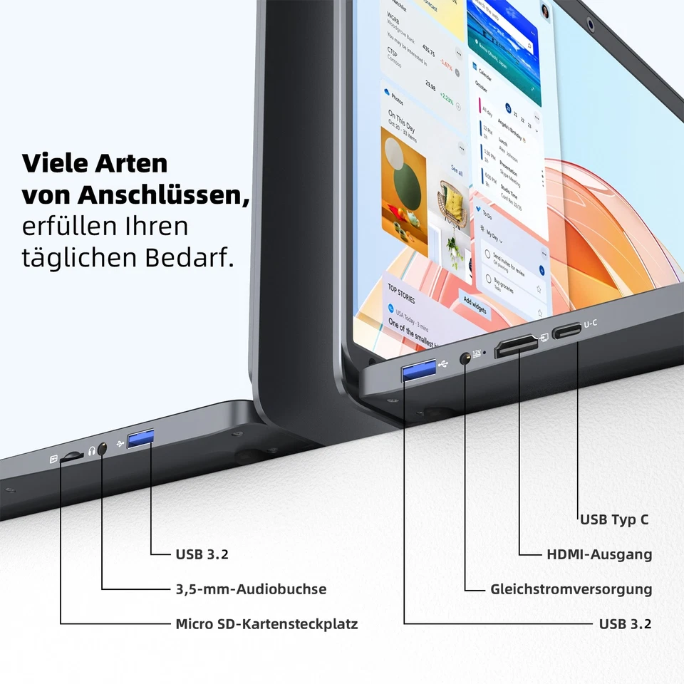 SGIN Laptop 15,6 Zoll 12GB RAM 512GB SSD Type-C WiFi5 7200mAh Windows 11 - Bild 4 von 4