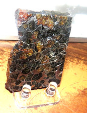 Rebanada de meteorito palasita SERICHO 72 gm de Kenia std olivino