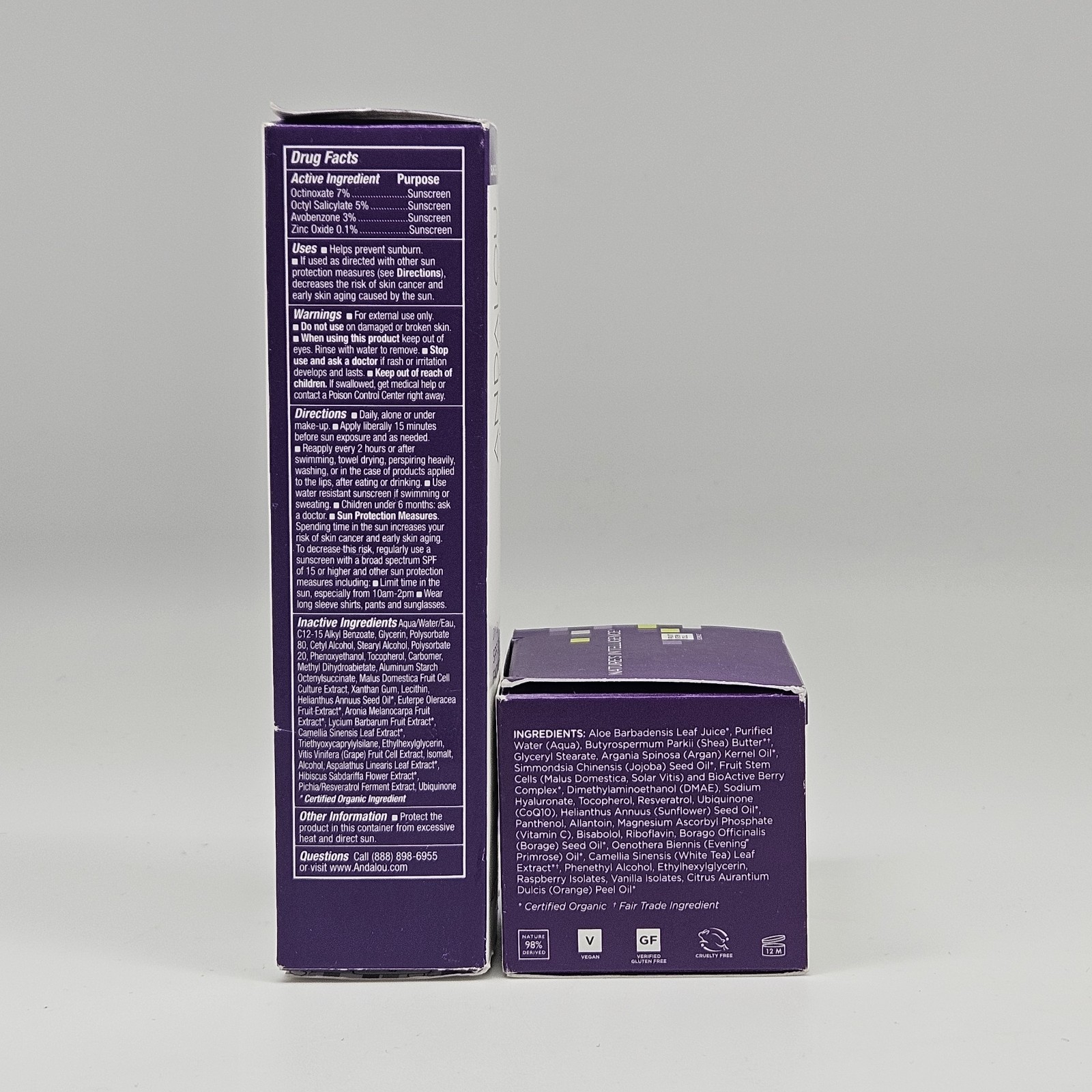 2 PC SET ANDALOU Age Defying Lift & Firm Cream + DIY Booster SPF 30 Facial Serum