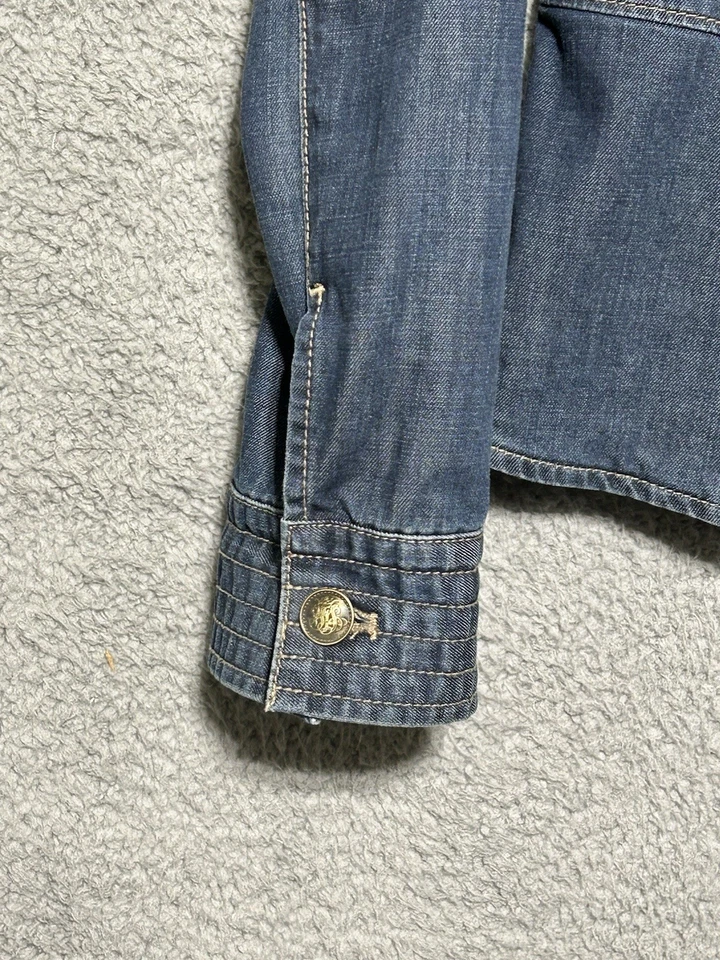 Chicos Mujer Denim Chaqueta Militar Detalle Trenza Gancho Cierre Ojo Talla 1 Foto 3 de 4