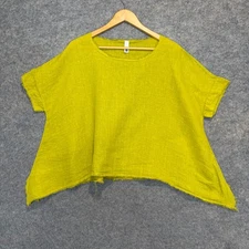 Wendy Trendy 100% Linen Oversized Top Womens One Size Boxy Slouchy Asymmetrical