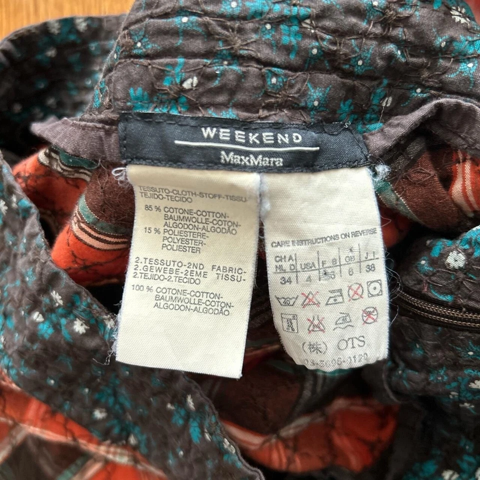 Saia xadrez Weekend Max Mara laranja azul - Imagem 2 de 4