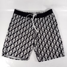 American Eagle Board Shorts Swim Trunks Men's 34 Black White Gray