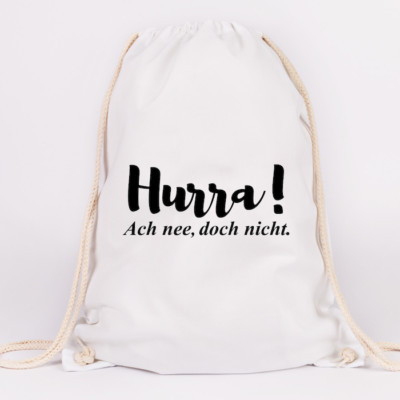 JUNIWORDS Turnbeutel Motiv ''Hurra! Ach nee, doch nicht'' versch. Farben Tasche 