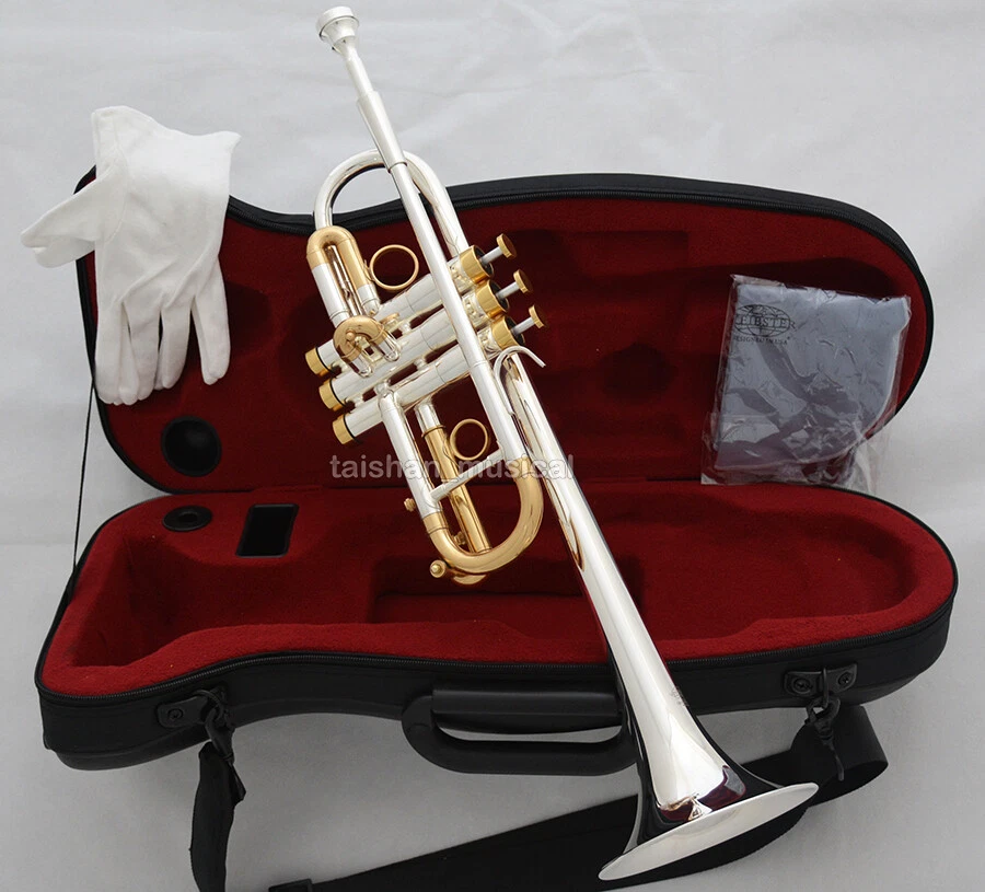 Professional Silver Gold Trumpet C Key Horn With Case Free