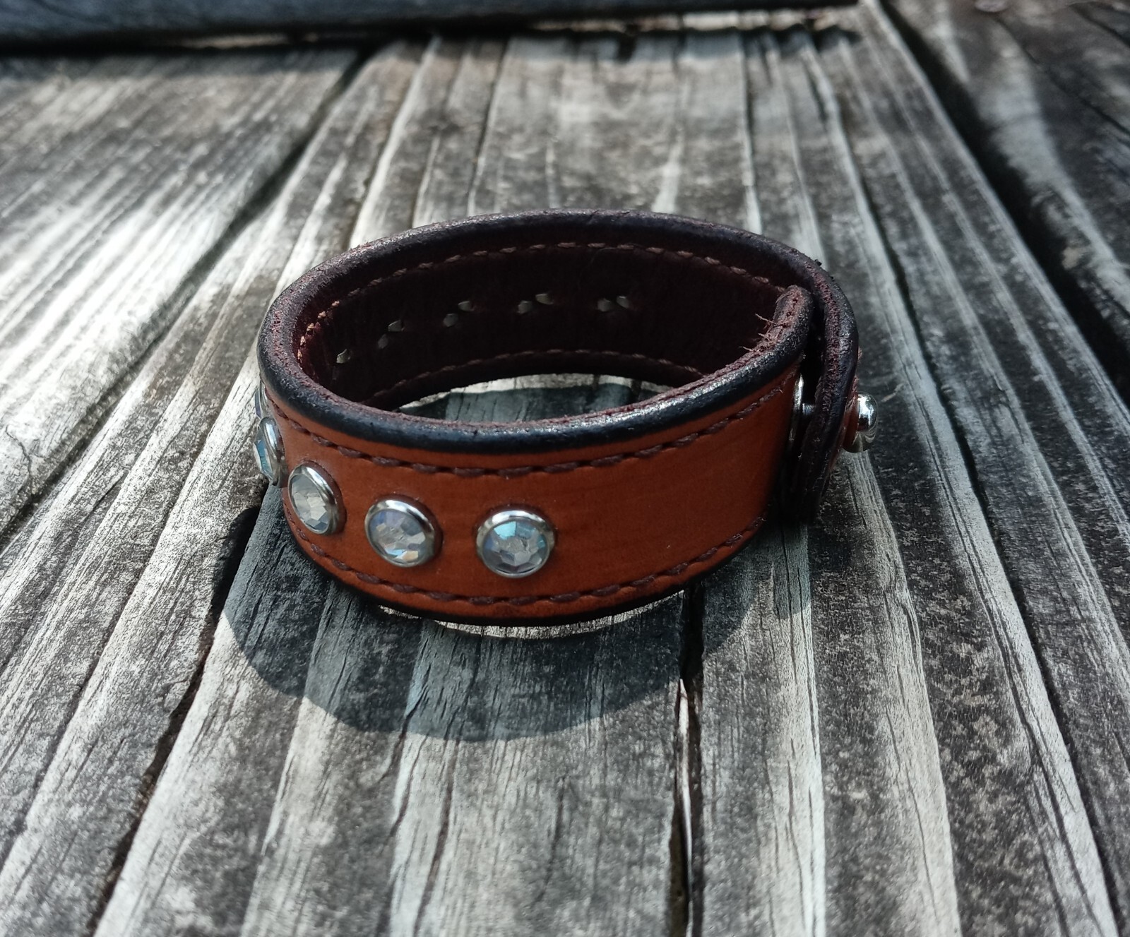 Bracelet Adjustable Size Rustic Brown Wrap Clear … - image 4