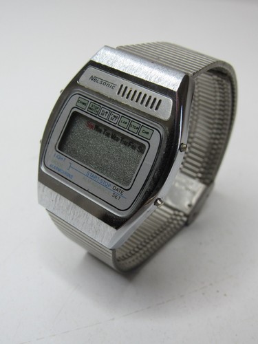 Reloj despertador cronógrafo digital vintage Nelsonic años 80 correa plateada #W1-10 - Imagen 6 de 6