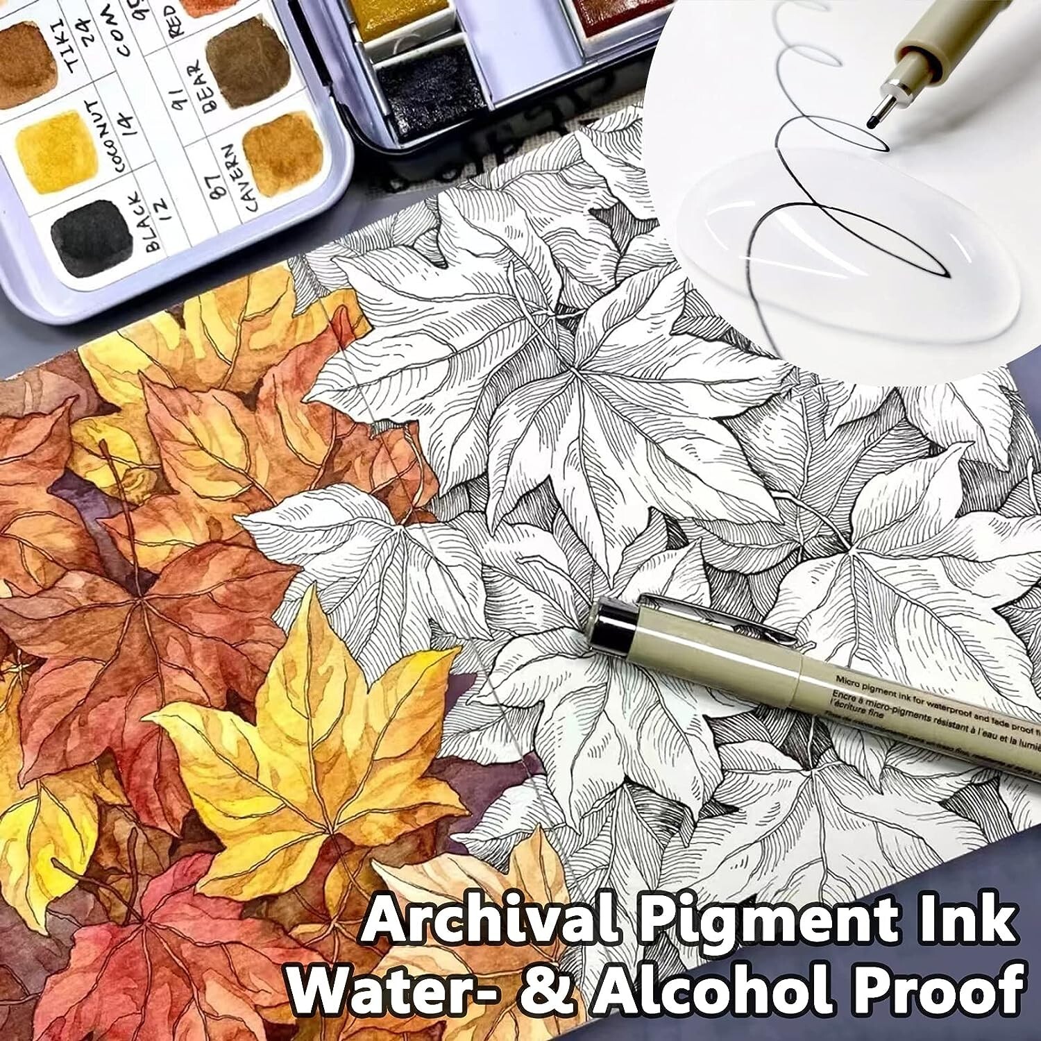 Micro Fineliner Drawing Art Pens 6 Black Fine Line Waterproof Ink Set Artist